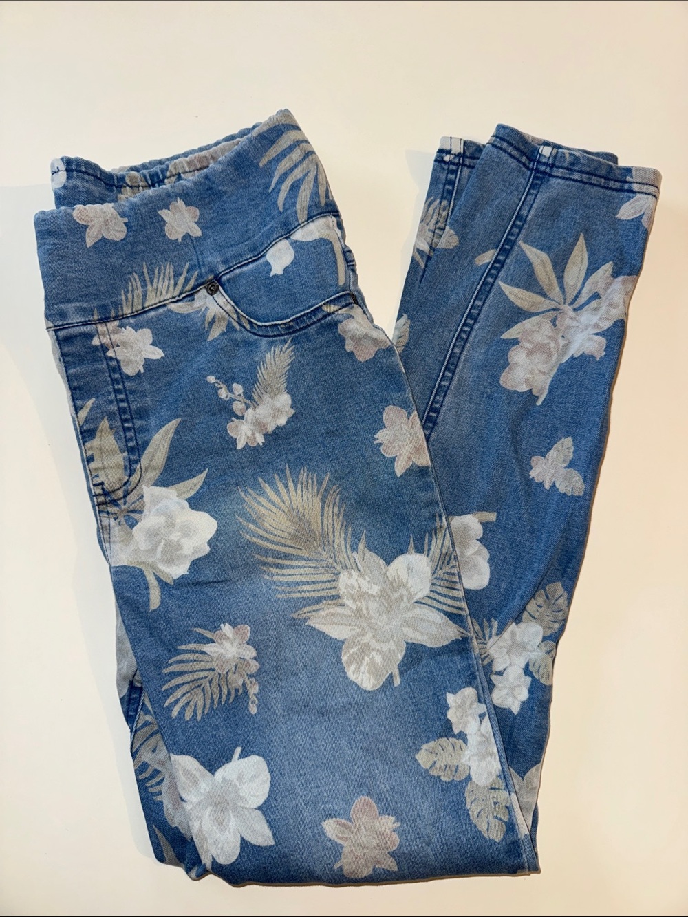 Women’s Floral Print Blue Skinny Jeans
